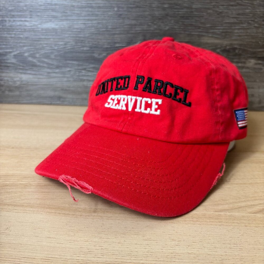 UPS Hat Cap Strap Back Red United Parcel Service‎ Red Adjustable